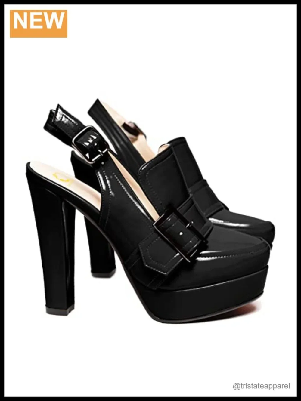 Platform Chunky Block Heel Slingback Pumps Buckle Ankle Strap Closed Toe Loafers